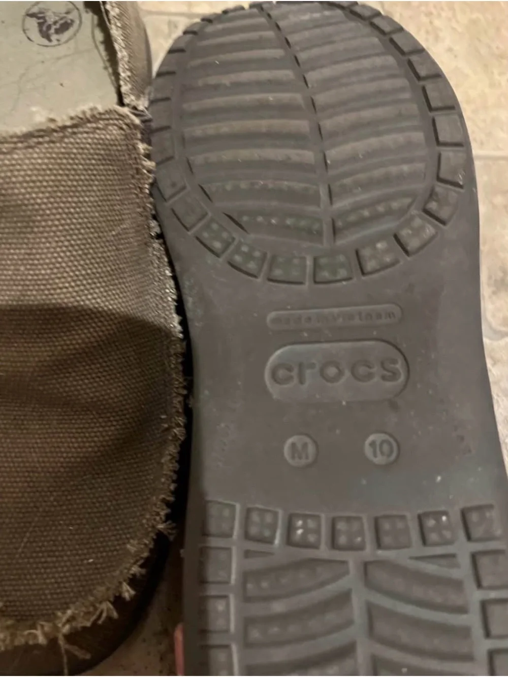CROCS Men's Frayed Canvas Slip-On Loafers in Olive 🫒